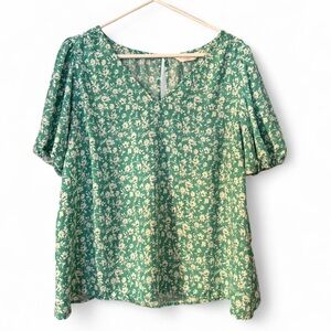 Lauren Conrad Floral Green Blouse
